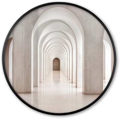 Poster in lijst Rond - Fotolijst 60x60 cm - Posters - Hal - Bogen - Symmetrisch - Modern - Ronde posterlijst zwart - Decoratie - Wanddecoratie woonkamer - Muurdecoratie slaapkamer