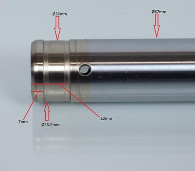 Originele voorvorkbuis voor Beta 50 RR motorfiets 024.34.101.82.00 / D37 x L610 nieuw