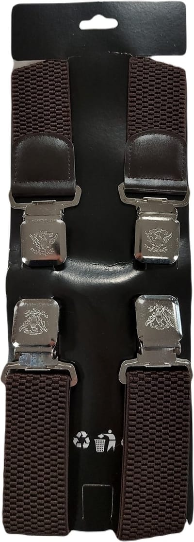 Bretels | Kleur: Bruin | Bretels Heren Volwassenen | Stevige Clips | Sterke Clips | Brede Clips | 4 Clips |One Size Fits All