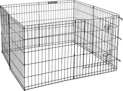Puppyren Hondenren Metaal Zwart Uitvouwbaar M - 560 cm Omtrek 60 cm Hoog - Hele Deur