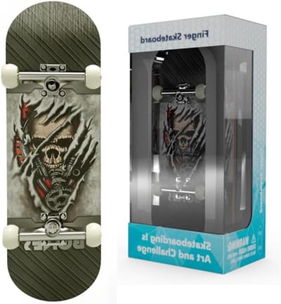 Mini Vinger Skateboard - Toets Board - Vinger Coördinatie - 5-laags Esdoorn Dek - 28 x 98 mm - Schedel Design