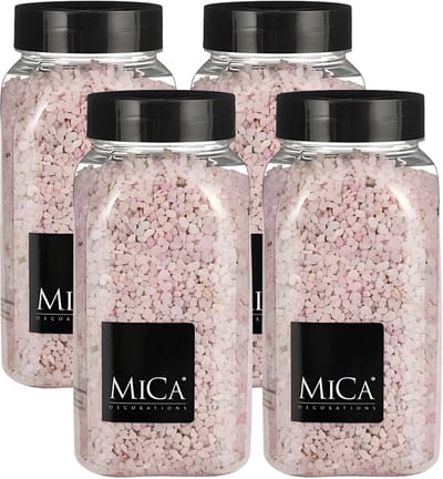 Mica Decorations decoratie stenen/granulaat - 4x - 650ml - roze - hobby steentjes