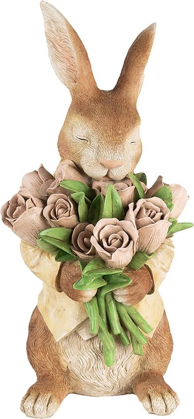 Clayre & Eef Decoratie Beeld Konijn 39 cm Bruin Kunststof