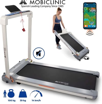 Mobiclinic Tibet - Inklapbare Loopband - LED display - Tot 14km/u - APP training - Toestelhouder - 1100W - Max. gewicht 100 kg - Bluetooth - 20 snelheden - ZWIFT Video Training App - Noodstop