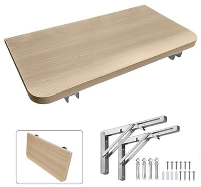 Opvouwbare Wandplank van Hout met 50 kg Laadvermogen voor Keuken, Woonkamer, Slaapkamer en Douche