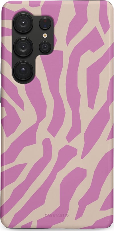 Casetastic hoesje geschikt voor Samsung Galaxy S25 Ultra - Dubbellaagse bescherming - Zebra Roze Magenta Flow - Fashion Case - Lila Zand