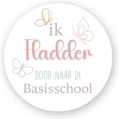 25x Sluitsticker Ik fladder door naar de basisschool- 40 mm -traktatie stickers- Sluitzegel - Sticker Verjaardag jongens meisjes - Uitdelen - Knijp fruit - Cadeau's Kado's - Sluitzegel - Wensetiket - Uitdelen - Jarig - traktatiestickers Pimp Studio