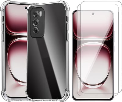Hoesje geschikt voor Oppo Reno 12 - 2x Screenprotector Glas - Shockproof Transparant