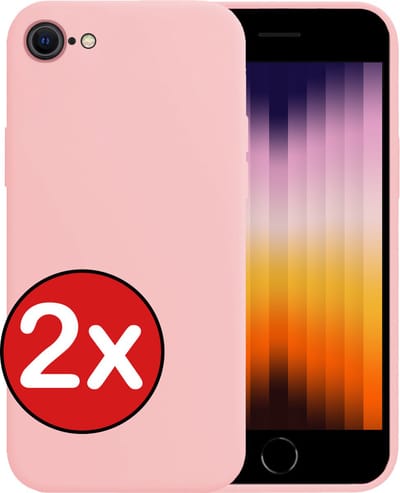 Hoesje - 2 Stuks - Geschikt voor Apple iPhone SE (2022) - Sterk & Shockproof - Telefoonhoes - Back Cover - Case Siliconen - Telefoon Hoes - Lichtroze
