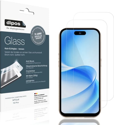 dipos – 2x Pantserfolie geschikt voor MTGud 16 Pro | 9H Screenprotector