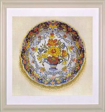 borduurpakket 13051 makkumerbord, blauwe rand