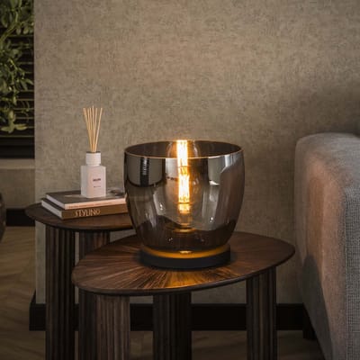 PS-Collection UP L Vloerlamp - 29x29x27cm - Smoke Grey Glas - Metaal - vloerlampen woonkamer, vloerlamp zwart, vloerlamp industrieel, vloer lamp, vloerlampen landelijk, staande lampen woonkamer, staande lampen, staande lamp industrieel