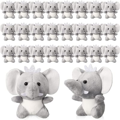 Mini animaux en peluche éléphant 8-4S 10 cm Peluches éléphant mignonnes Jouet éléphant en peluche pour bébé Douche de bébé Cadeaux d'anniversaire 8PCS gris