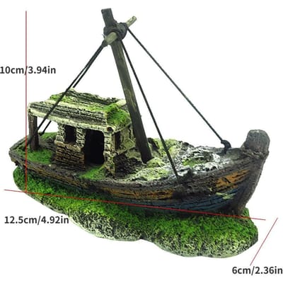Aquarium Aquarium Landschap Wrak Schip Decor Hars Boot Ornament Aquarium Accessoires Decoratie A black