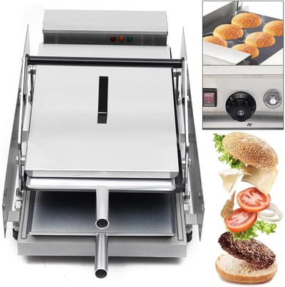 Dubbele Burgergrill - Contactgrill Broodjes - Professioneel Grillen - Roestvrij Staal - 64 x 21.5 x 39.5 cm - Zilver