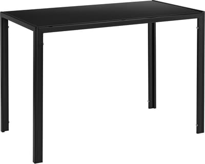 Eettafel Porvoo gehard glas 8 mm 105x60x75 cm zwart