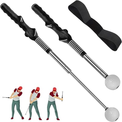 Golf Trainingshulp - Oefenstick Swing - Verbeter Swing Tempo - Click Feedback Grip Hulp - Telescopisch 65cm - Zwart