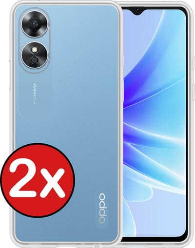 Hoesje - 2 Stuks - Geschikt voor OPPO A17 - Sterk & Shockproof - Telefoonhoes - Back Cover - Case Siliconen - Telefoon Hoes - Transparant