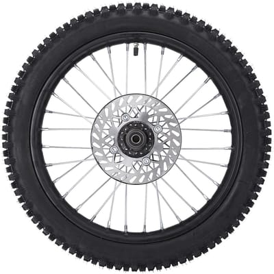 Dailygoods- Voorwiel 17 Inch - Bandmontage - Roestvrij Staal Rubber - 70/100-17 2,75-17 - 12mm As - 190mm Remrotor - Motorband
