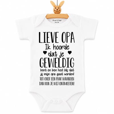 Baby romper met tekst korte mouw cadeau voor zwangerschap aankondiging bekendmaking Lieve aanstaande Opa worden ontmoeten
