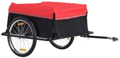 Quvo® Fietskar Bagage - Fietskar Max 40 kg Laadvermogen - Fietsaanhanger – Rood/Zwart - 86cm x 61cm x 38cm