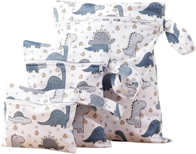 Baby Luiertas Organizers - Natte Zakken - Reizen en Strand - Waterdicht PUL Materiaal - 3 Stuks - Wit