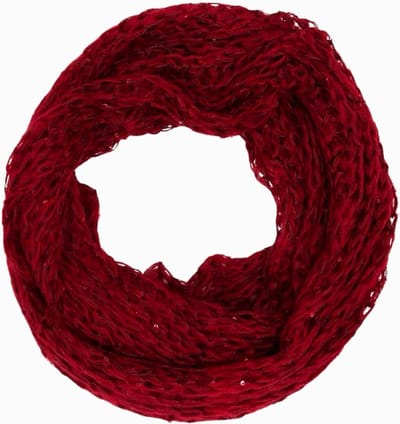 Gebreide Colsjaal - Ronde Sjaal - Pailletten - Rood - 70 x 45 cm (J06)