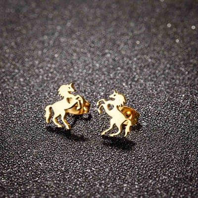 WeLoveSilver - gouden oorstekers - paarden - chirurgisch staal - 10mm