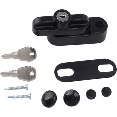 Loquet de Verrouillage de Fenêtre Extérieur Alliage d'Aluminium Antivol Boucle Plate de Fenêtre Verrou pour Fenêtres Simples Doubles Noir noir