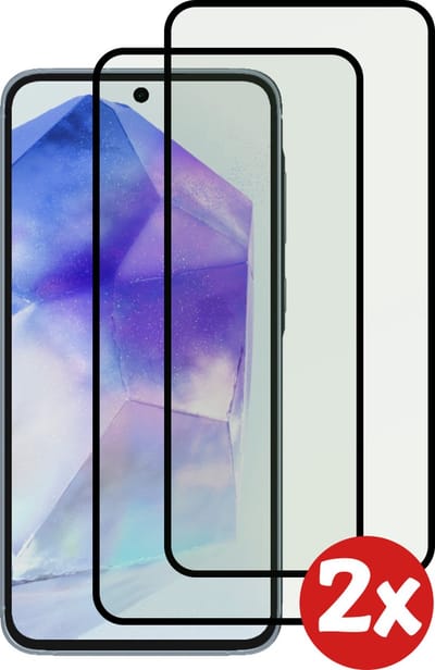 Smartphonica Screenprotector Geschikt voor Samsung Galaxy A55 - Full Cover Tempered Glass with Round Edge - Gehard glas met Afgeronde Hoeken - 2-Pack geschikt voor Samsung Galaxy A55