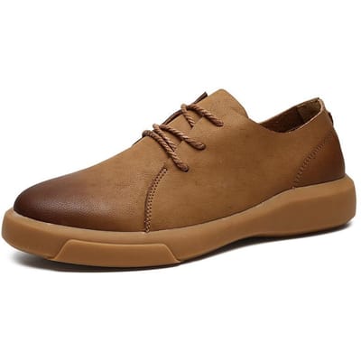 Grote Maten Lente en Herfst Heren Leren Schoenen Rundleer Platform Slijtvast Outdoor Casual Schoenen Zakelijk Britse Stijl Kledingschoenen 47 bruin