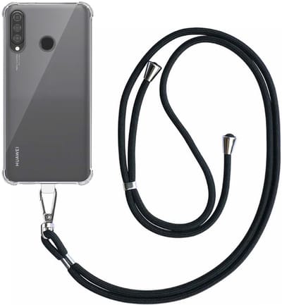 Smartphonica Telefoonhoesje Geschikt voor Huawei P30 Lite - Nova 4E Transparant Schokbestendig met Afneembaar Universeel Telefoonkoord - Backcover Case Siliconen ShockProof with Lanyard