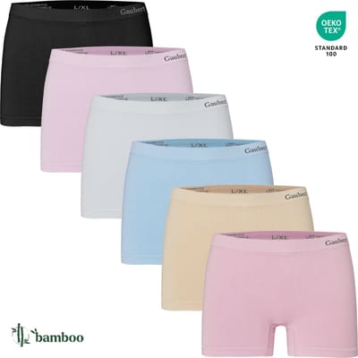 6-Pack Dames Bamboe Naadloos Ondergoed - Boxershorts - Shorts - Effen - Maat S/M - 3103-Mix