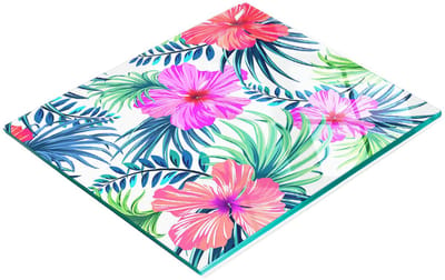 Decoratieve glazen keukensnijplank met Hawaïaanse bloemen, 60x52 cm