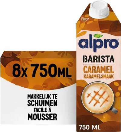 Alpro Barista Caramel - Plantaardige Melk - Geschikt voor Koffie - Lactosevrij - 8 x 750 ml
