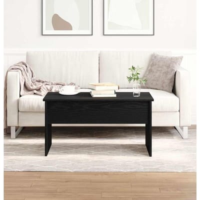 vidaXL - Salontafel - Zwart - Eiken - 80 - x - 50,5 - x - 41,5 - cm - Bewerkt - hout