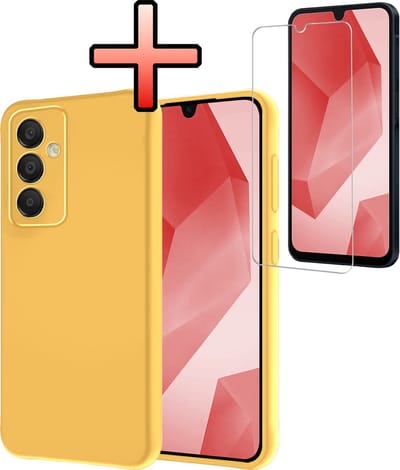 Hoesje - Met Screenprotector - Geschikt voor Samsung Galaxy A16 - Sterk & Shockproof - Back Cover - Siliconen Case - Telefoon Hoes - Geel