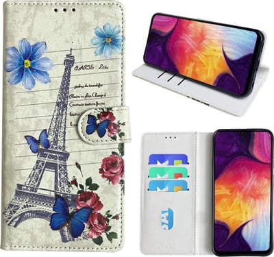 Hoesje geschikt voor Samsung Galaxy A50 Bookcase met Eiffel Toren /Parijs