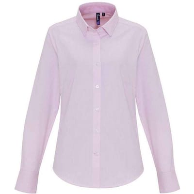Premier Dames/Dames Gestreept Oxford Formeel Overhemd Met Lange Mouwen (Wit/Roze)