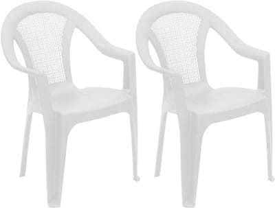 Gerimport tuinstoel Texel - 2x - wit - kunststof - 54 x 56 x 81 cm - bijzet stoelen