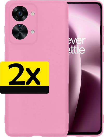 Hoesje - 2 Stuks - Geschikt voor OnePlus Nord 2T - Sterk & Shockproof - Case Siliconen - Back Cover - Telefoon Hoes - Telefoonhoesjes - Lichtroze