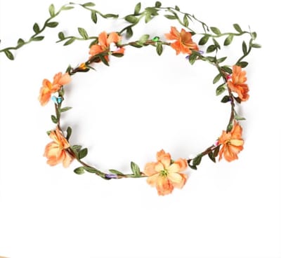 Boho Bloemenkrans Haarband voor Bruid - Fleurige Haaraccessoires voor Festivals, Bruiloften en Strandfeesten in Oranje