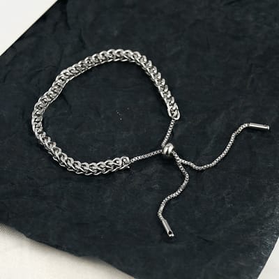 dames armband met ketting- zilverkleurig staal armband-27 cm