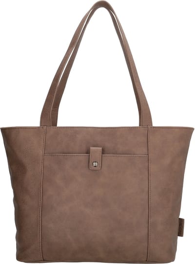 Beagles Cuenca Shopper - Schoudertas - Damestas - Ruime Handtas - Met Rits - Tote Bag - Dames Tas - Donkertaupe