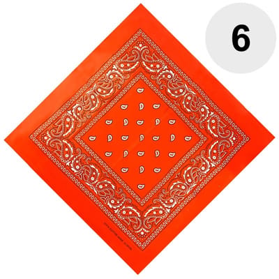 6 Stuks Paisley Bandana's - Paisley Boeren Zakdoek - Bandana - Hoofddoek - Donker Oranje