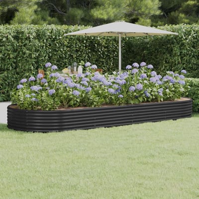 vidaXL - Plantenbak - 373x140x36 - cm - gegalvaniseerd - staal - antracietkleurig