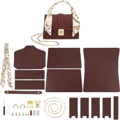 DIY PU Leren Tas Maakset voor Vrouwen, Handgemaakte Schoudertas en Crossbody Tas, Naaimaterialen en Patroon voor Modehandtassen, Perfect als Verjaardagscadeau