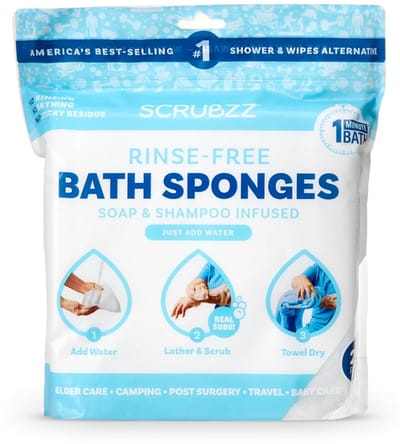 Scrubzz Wegwerp Wasdoekjes Zonder Afspoelen - 25 Stuks - Rinse Free Douchedoekjes voor Onderweg, Camping & Zorg