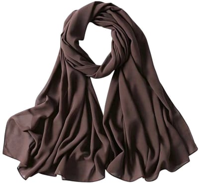 Chiffon Sjaal Donkerbruin – 180 x 90 cm – Polyester Dames Sjaal – Lange Elegante Omslagdoek – Fashion Favorite