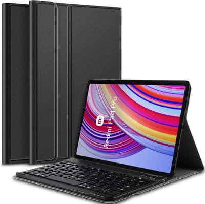 Hoes met toetsenbord geschikt voor Xiaomi Redmi Pad Pro - Keyboard Book Case Cover Hoesje Zwart
